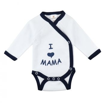 Milarda Baby Body "I love MAMA", weiß-marine, Gr. 50-68